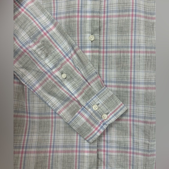 NEW UNTUCKit The Chasseles Plaid Button Up Long Sleeve Cotton Gray/Pink 2 0975 - Picture 2 of 8